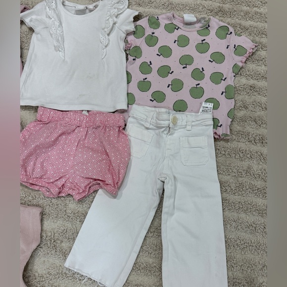 BUNDLE Zara Kids toddler girl set corduroy shorts tee sweater ribbed top ruffle - Picture 4 of 8